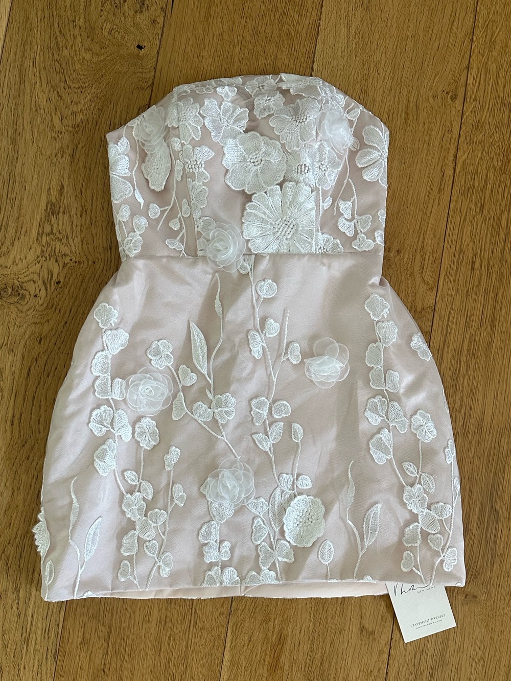 Danielle Strapless Flower Embroidered Mini Dress